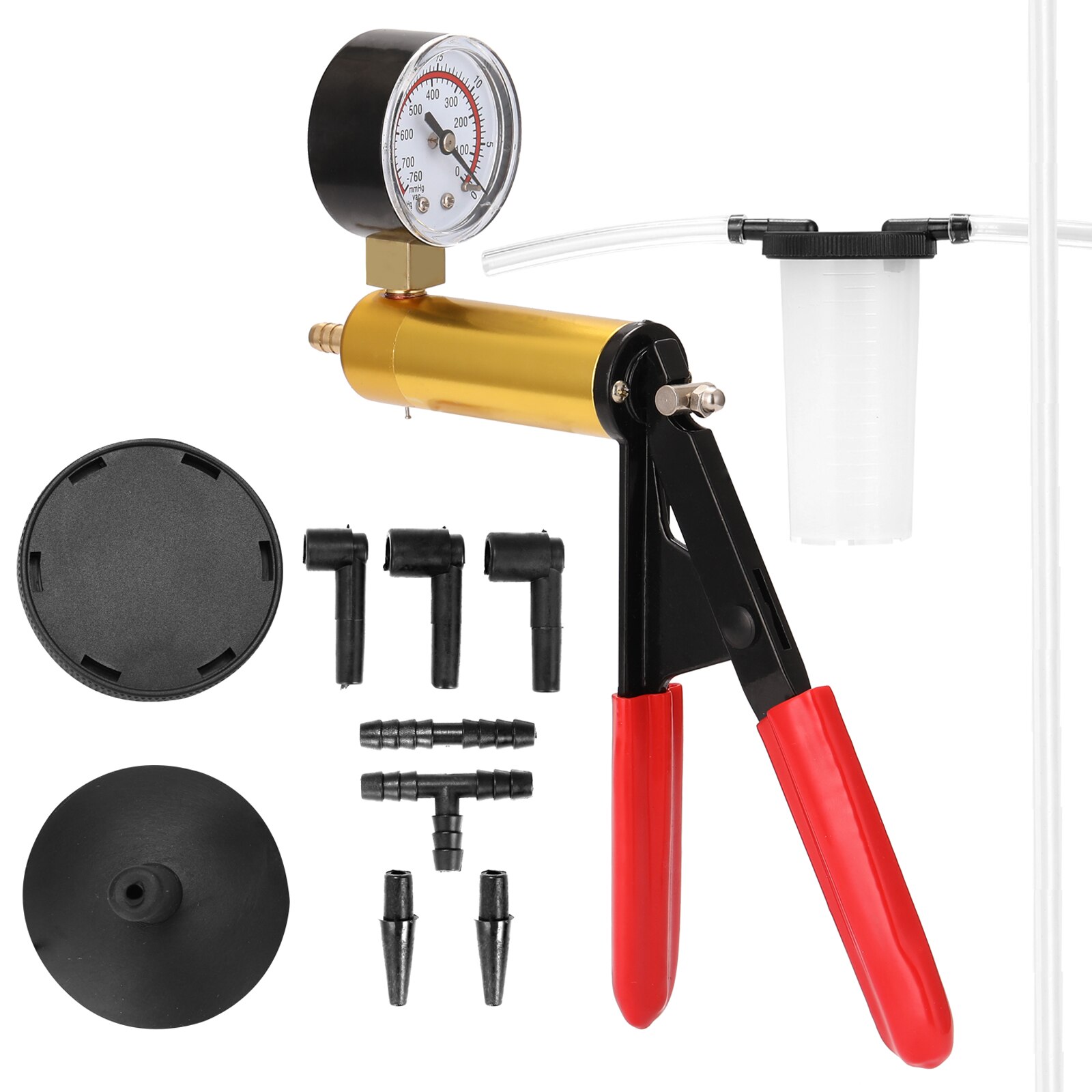 Car Auto Hand Held Vacuum Pressure Pump Brake Bleeder Adaptor Fluid Reservoir Tester Vacuum Bleeding Test Kits