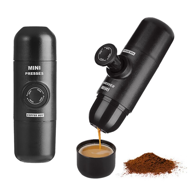 Kaffe pojke bärbar espressomaskin handhållen mini italiensk press mini presso svart