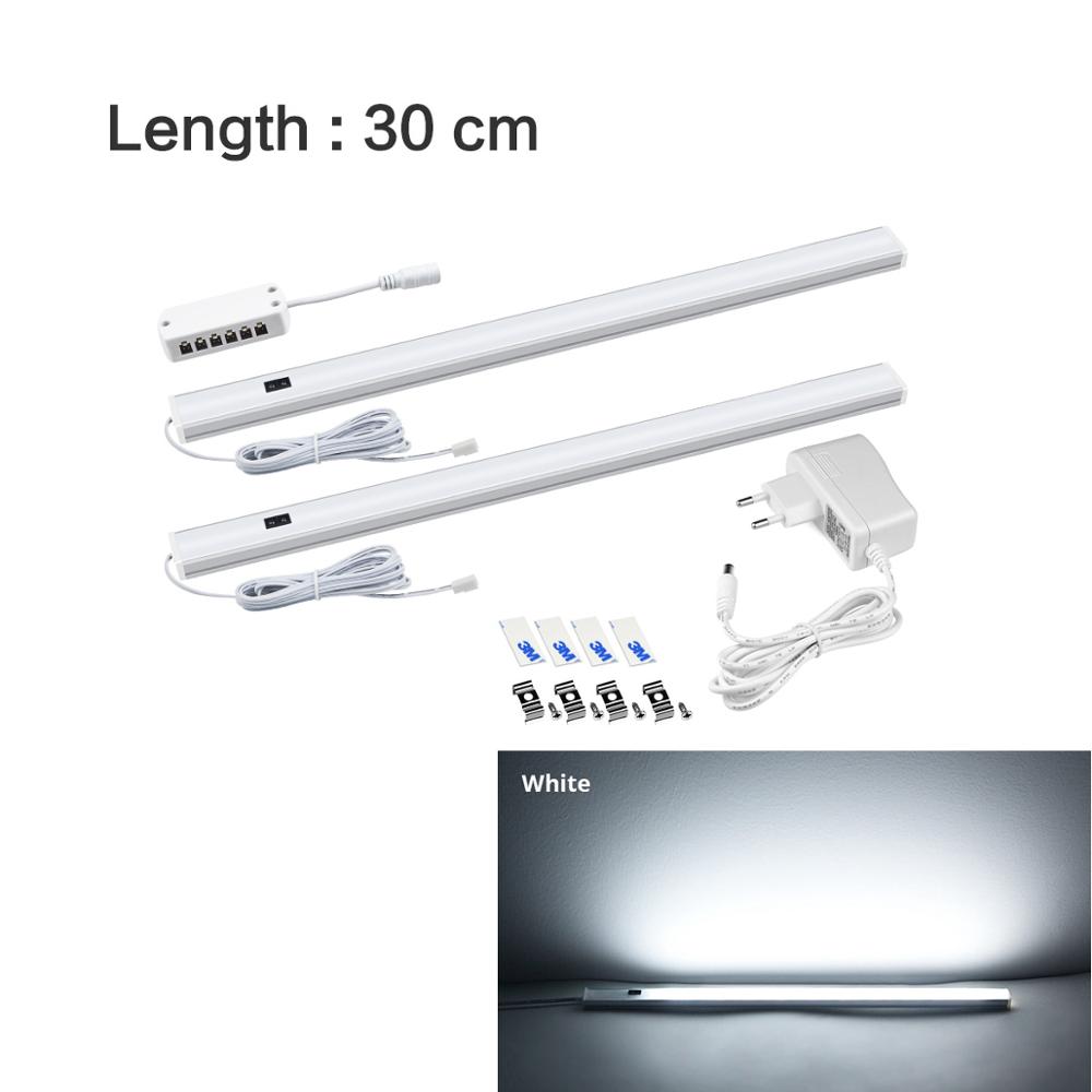2 st led-lampa för kök handscanningslampa med eu-kontakt 12v- handssensoromkopplare led-lampa styv barlampa för sovrumsgarderobslampa: Vit 30cm x 2 st