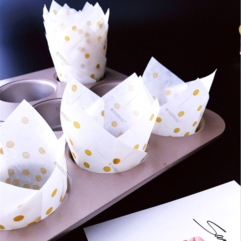 10/50pcs Tulip Flower Cupcake Liner Baking Cup For Wedding Party Caissettes Tulip Muffin Cupcake Paper Cup Oilproof Cake Wrapper