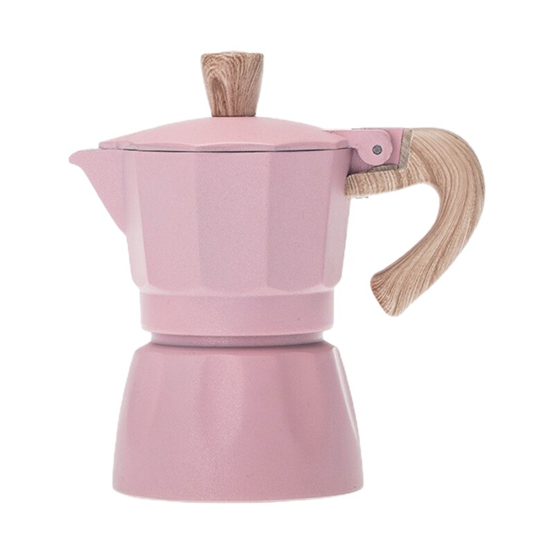 Portable 150ml / 300ml Coffee Maker Grinding Electric Furnace Espresso Moka Percolator Pot Coffee Making Machine Heating: Pink L