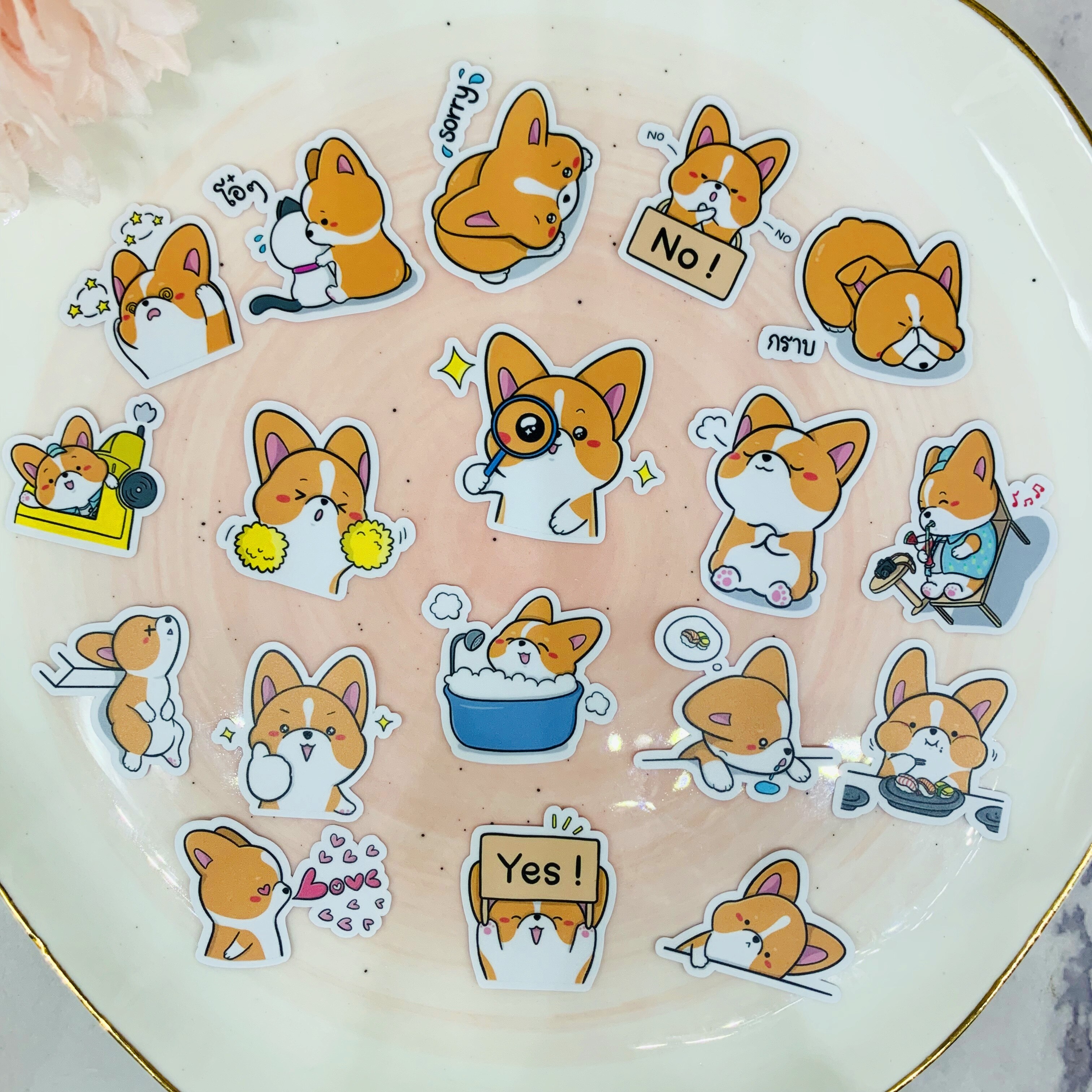 40PCS Cute corgi sticker for kids homemade book stickers on laptop / decorative scrapbooking / DIY