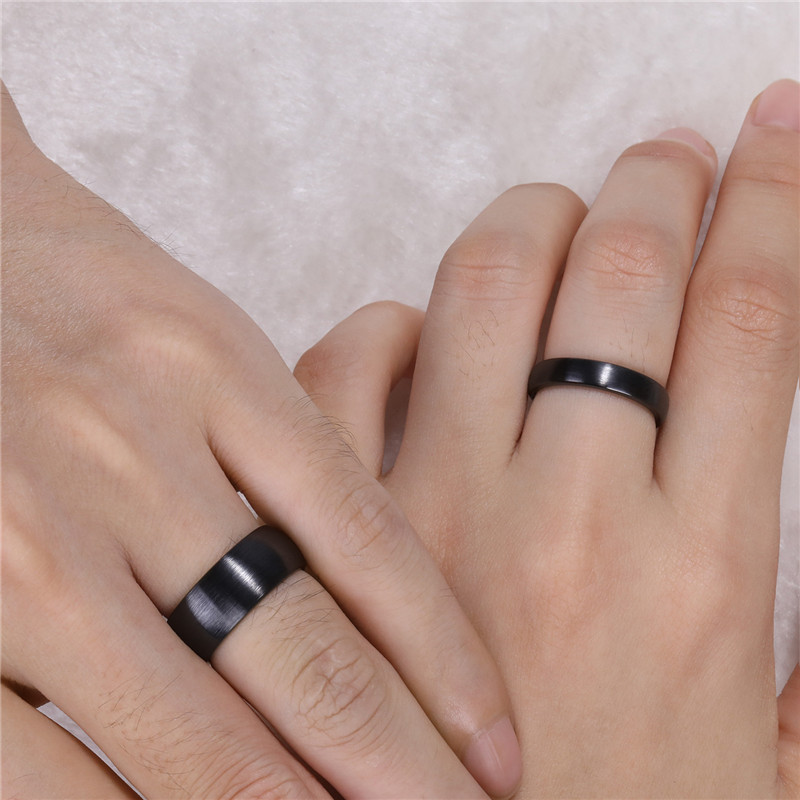 Somen 4/6/8mm Ceramic Ring Black Wedding Engagement Band Brushed Flat Comfort Fit Men Women Jewelry