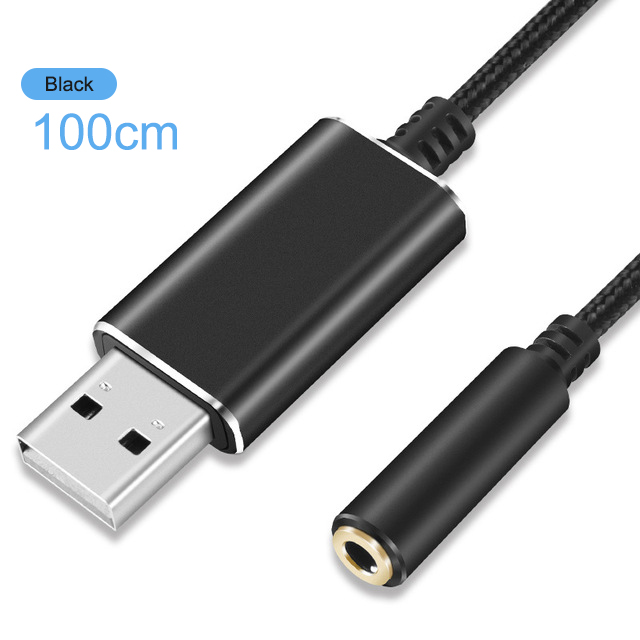 Usb A Naar 3.5Mm Vrouwelijke Audio Adapter Usb Externe Geluidskaart Met 3.5 Jack Hoofdtelefoon Microfoon Voor PS5 4 pc Laptop Hoofdtelefoon Aux: 1m Black