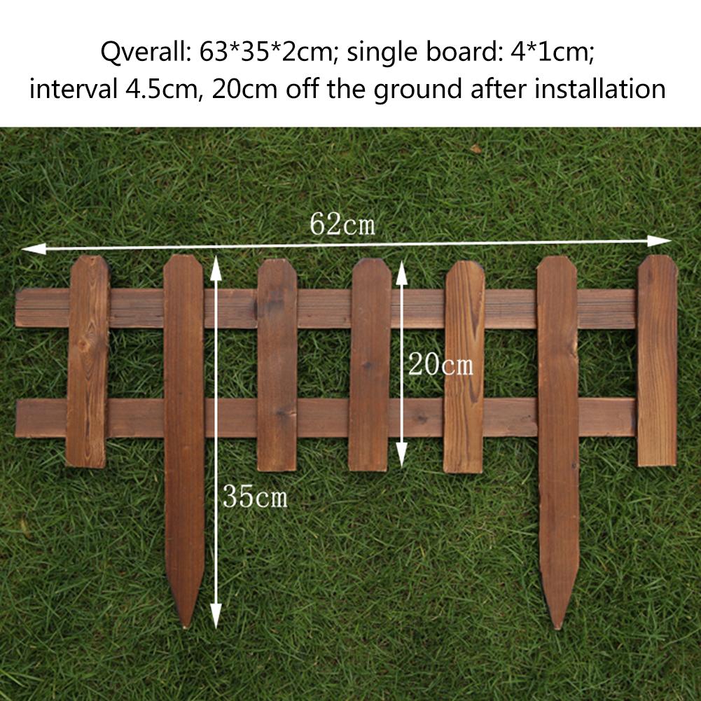 6pcs Outdoor Anticorrosive Wood Fence Carbonized Garden Solid Wood Fence Lawn Edge-inserted Fence Garden Park Fence: Carbonized color