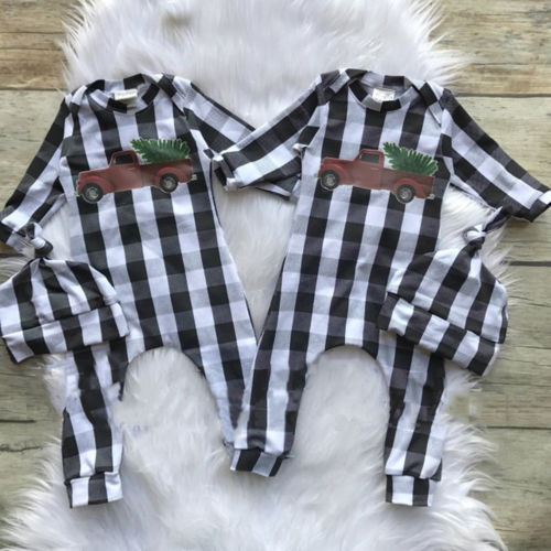 Leuke Pasgeboren Baby Baby Jongens Meisjes Lange Mouwen Gecontroleerd Katoen Plaid Romper Jumpsuit Outfits Kleding Herfst Cap Toevallige