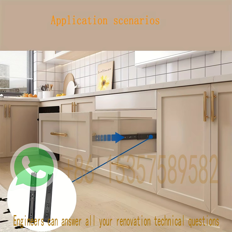 Drawer Rail 8~20Inch Cold Rolled Steel Drawer Slides Close Drawer Sliding Track Three-Section Cabinet Slides Furniture Hardware