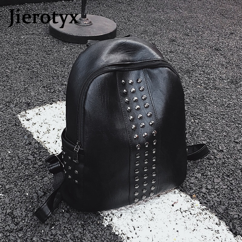 Jierotyx Mode Klinknagel Rugzak Voor Tiener Mini Rugzak Pu Lederen Pouch Purse Luxe Rugzak Vrouwen Sac A Dos