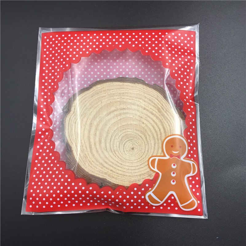 100 Pcs Kerst Gingerbread Man Cookie Zakken Zelfklevende Plastic Biscuit Snoep Bag Cookie Verpakking Zakken 10*10 Cm