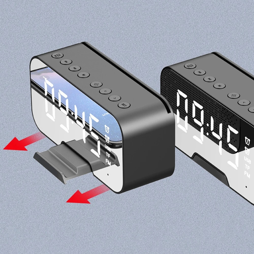 Digital Alarm Clock Mirror Led Night Lights Thermometer Wall Clock Lamp Square Rectangle Multi-function Desk Clocks Usb/aaa