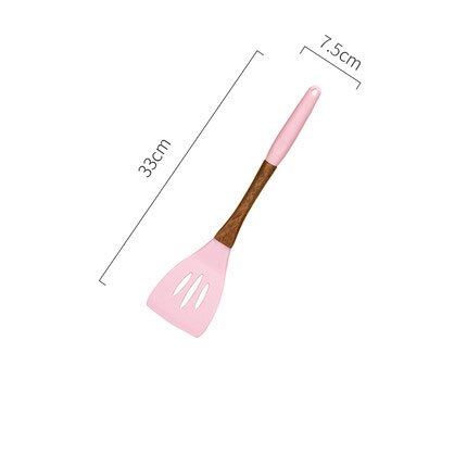 Ensemble d'ustensiles de cuisine en Silicone de supérieure, rose, avec boîte de rangement, pince tournante, spatule, cuillère à soupe, 1/6 pièces: SlottedTurner
