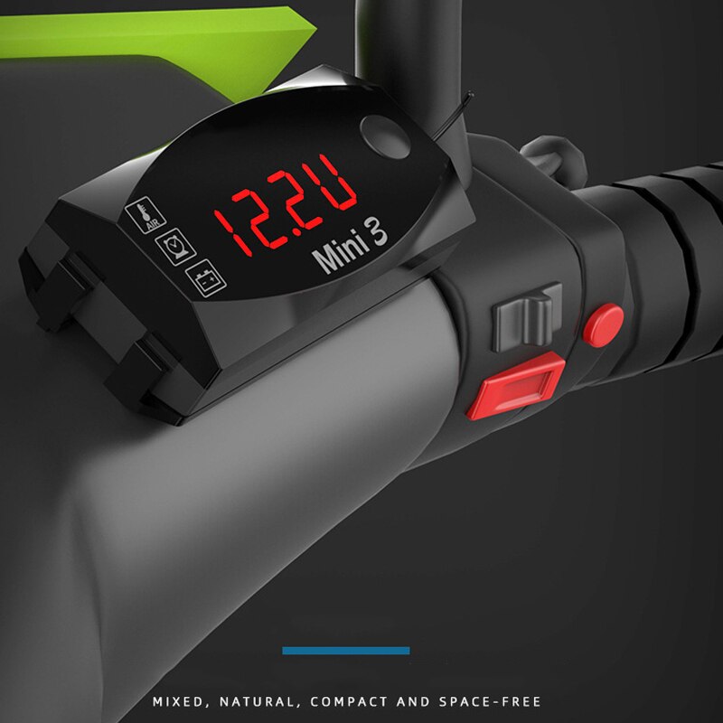 Ip67 waterdichte led-horloges met digitale display, drie-in-één universele elektronische motorfietsklok, thermometer en voltmeter