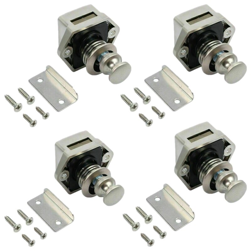4 Pcs Motorhome Car Push Lock RV Caravan Boat Motor Home Cabinet Drawer Latch Knob Locks for Furniture Hardware