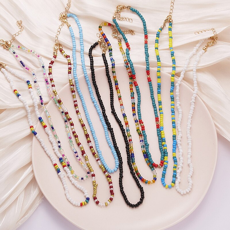 Boho Chic Zaad Kralen Ketting Vrouwen Mode Kleurrijke Hals Ketting Bohemian Zwarte Choker Kettingen Sieraden Charms Party