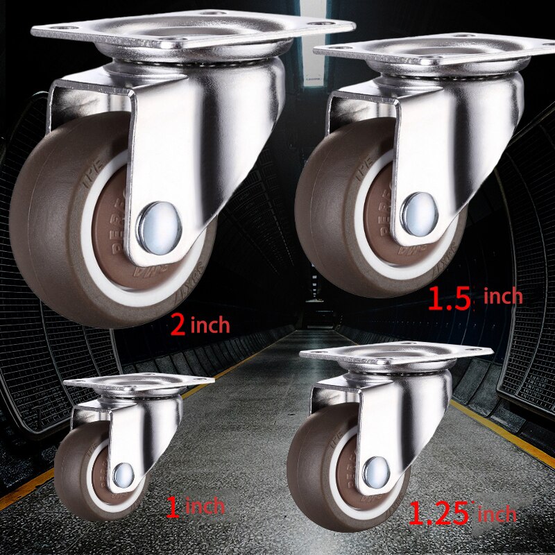 1.25inch 4PCS Swivel Casters with Brake for Furniture Soft Rubber TPE Wheels Platform Trolley Chair Household Aaccessories