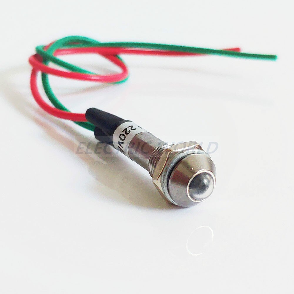 8mm metal Indicator lights waterproof Signal lamp with wire 12V 24V 220v power signal lamp LED indication mini indicator light