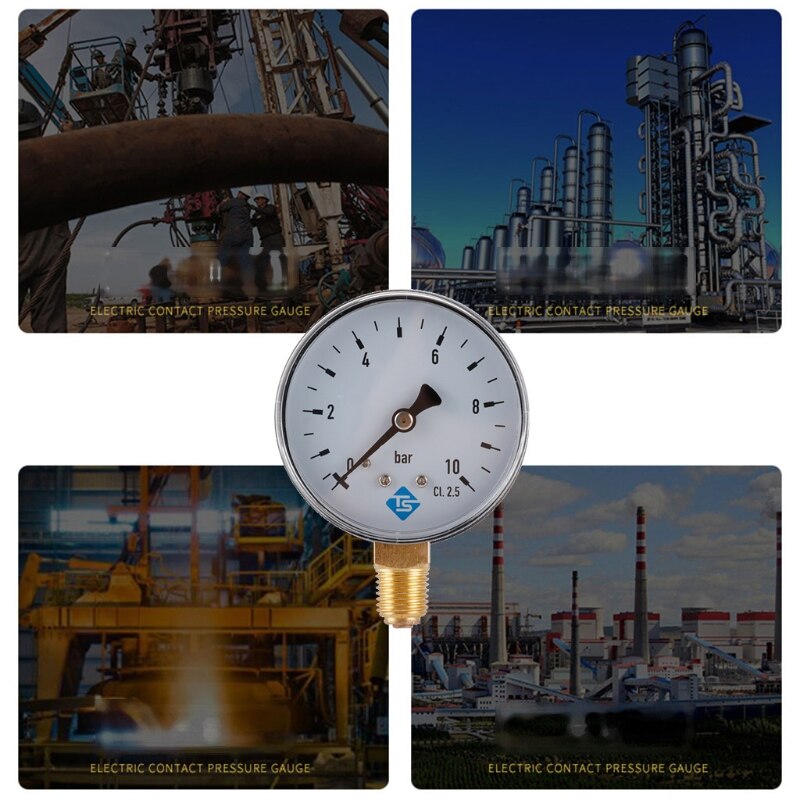 Manometer Roestvrij Staal + Koper 1/4 Npt Water Druk Meter 60Mm 0-10 Bar Compatibel Met lucht Water Olie