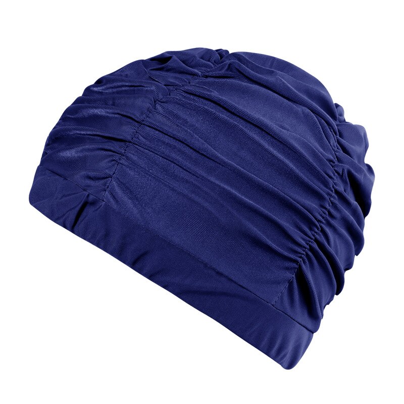 Vrouwen Mannen Badmuts Meisje Lang Haar Badmutsen Waterdicht Zachte Comfortabele Stretch Zwemmen Zwembad Seaside Water Sport Effen Kleur: Marineblauw