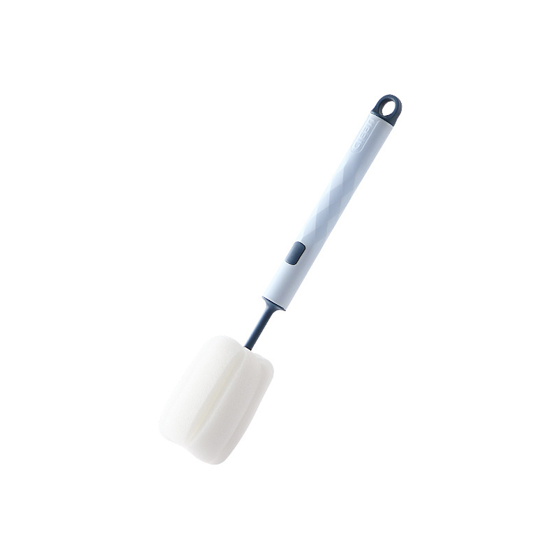 Spazzola per biberon Spazzola in spugna morbida Bottiglia d'acqua Tazza di vetro Strumento per la pulizia del lavaggio Scrubber con manico Strumento per la pulizia della cucina: green