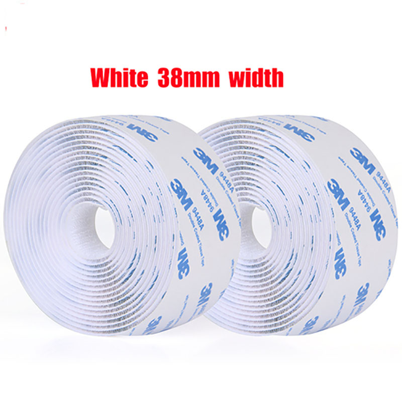 1M/Pair Self Adhesive Hook And Loop Tape16/20/25/30/38/50mm Sticky Nylon Fabric Adhesive Fastener Tape For DIY Accessories: White 38mm