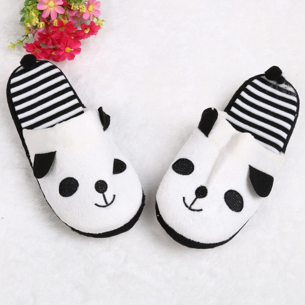 Belle bande dessinée Panda maison pantoufle femme chaussures mignon maison plancher doux rayure pantoufles femme chaussures 36-40