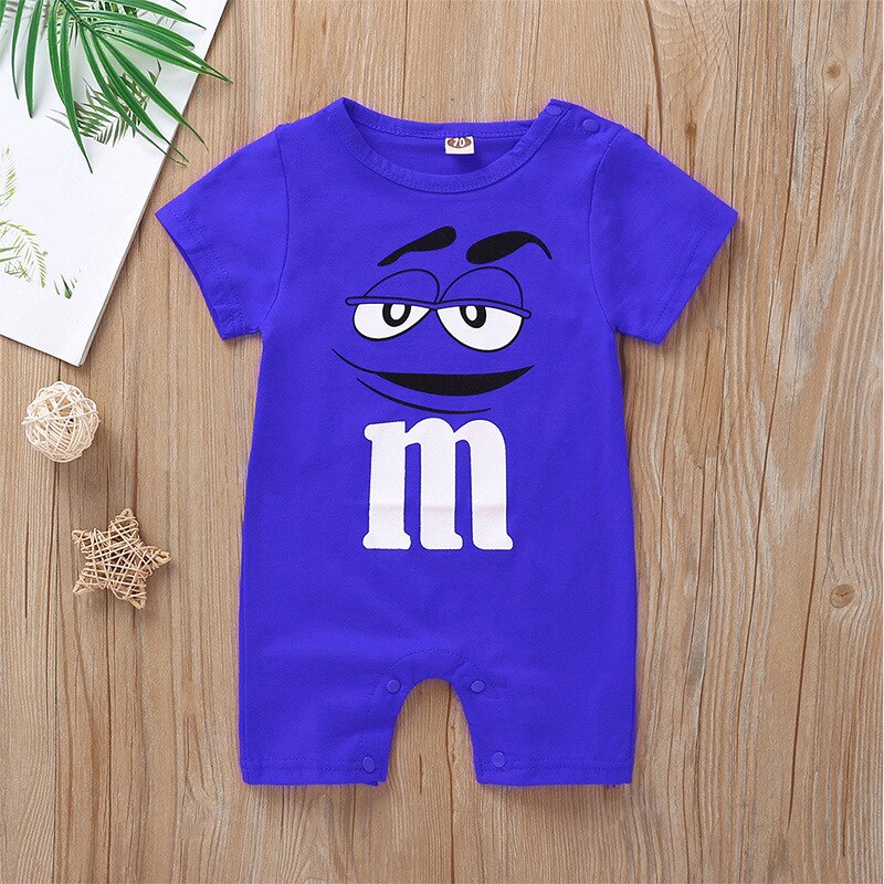 Carter Toddler Summer Baby Boy and Girl Short Sleeve Cartoon Letter Jumpsuit