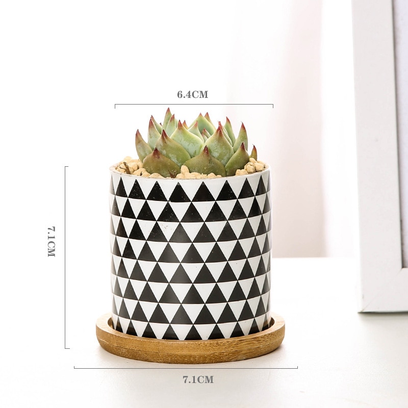 Modern Geometric Pattern Ceramics Flower Pot for Succulent Plant Nordic Style Planter Pot Home Garden Office Decoration