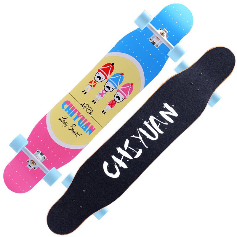 Standard Longboard Skateboards for Beginners Kick Skate Board Maple wood dance board road travel brush street 118cm: D