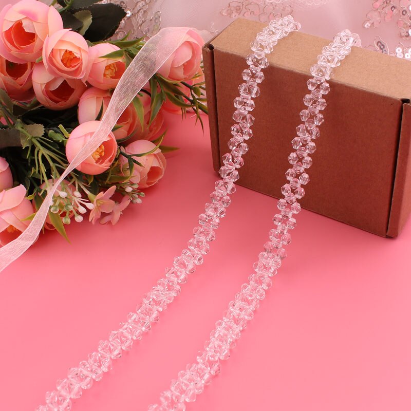 Crystal Riem Jurk Diner Gordel Bridal Trouwjurk Riem: beige