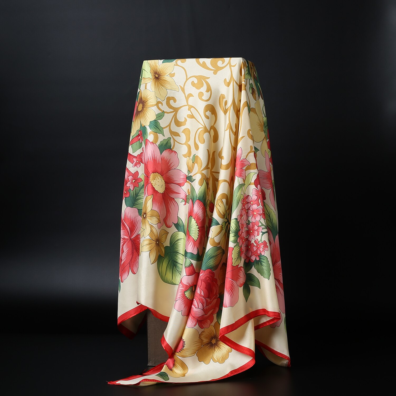 Print Sjaals Voor Vrouwen Zijde Satijn Hoofddoek Hoofddoek Vrouwelijke 90*90 Cm Vierkante Sjaals En Wraps Hijab sjaals Voor Dames: 2229