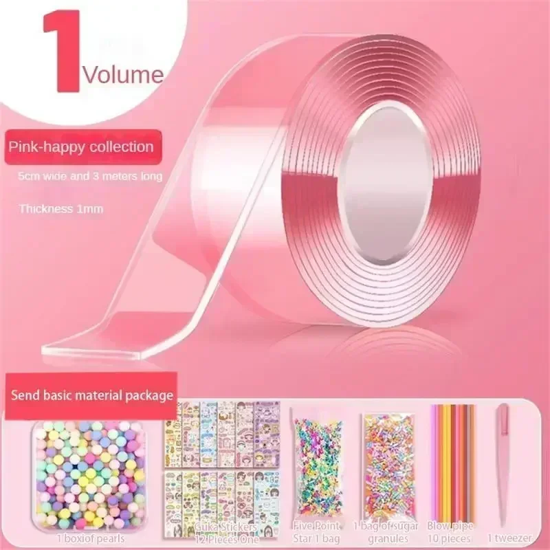 Huisdier Nano Tape Dubbelzijdig Tape Kneden Muziek Bellen Blazen Stress Reliëf Speelgoed Zelfklevende Kit Hardware Huisdecoratie: Goud