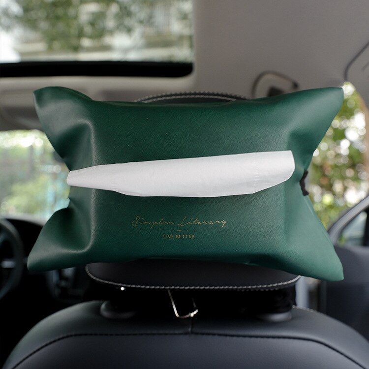 Nordic Lederen Pu Engels Brief Rits Autostoel Terug Opknoping Tissue Opbergdoos Papers Bag Holder Thuis Organizer Tool: green