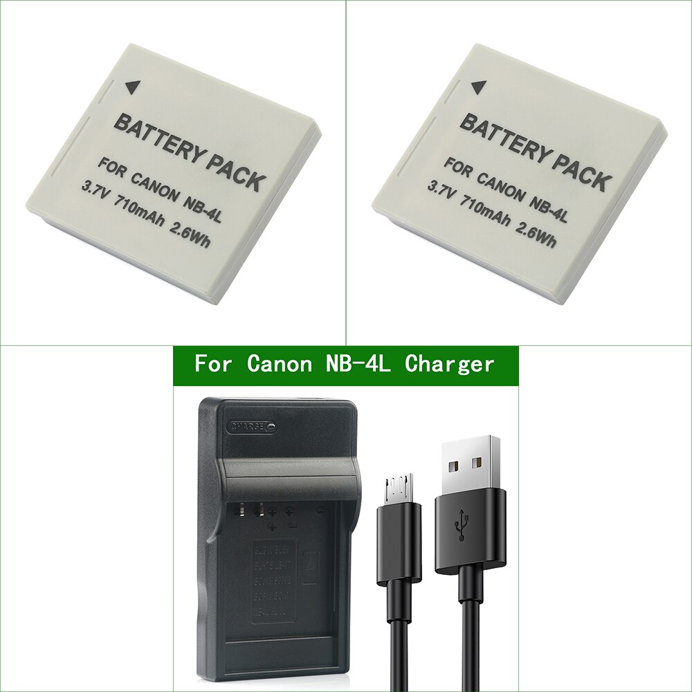 NB-4L NB4L NB 4L Digital Camera Battery + Charger For Canon IXUS 30 40 50 55 60 65 70 75 130 80 IS, 100 IS PowerShot SD200 SD300: 2Battery 1Charger
