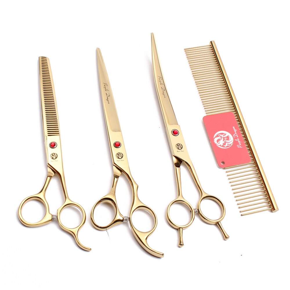 Dog Grooming Kit Purple Dragon 8" Japanese Steel Thinning Shears 3005# Dog Scissors Pet Scissors Set Add Bag Gold