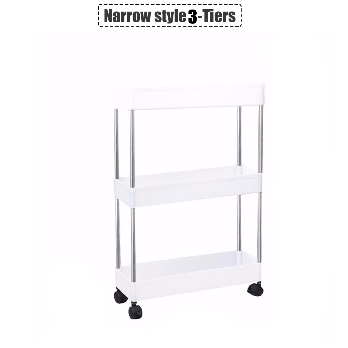 Kitchen Storage Rack Fridge Side Shelf Space Saving Organizer Movable Assemble Plastic Bathroom Organizer Shelf 3/4 Layer: N 3 Tier