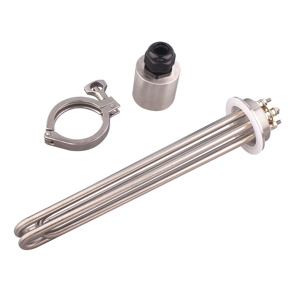 AIICIOO 2"tri Electric Heater Heating Element for Homebrew with clamp and Clamp Set 3KW 220V380V All SUS304: with clamp