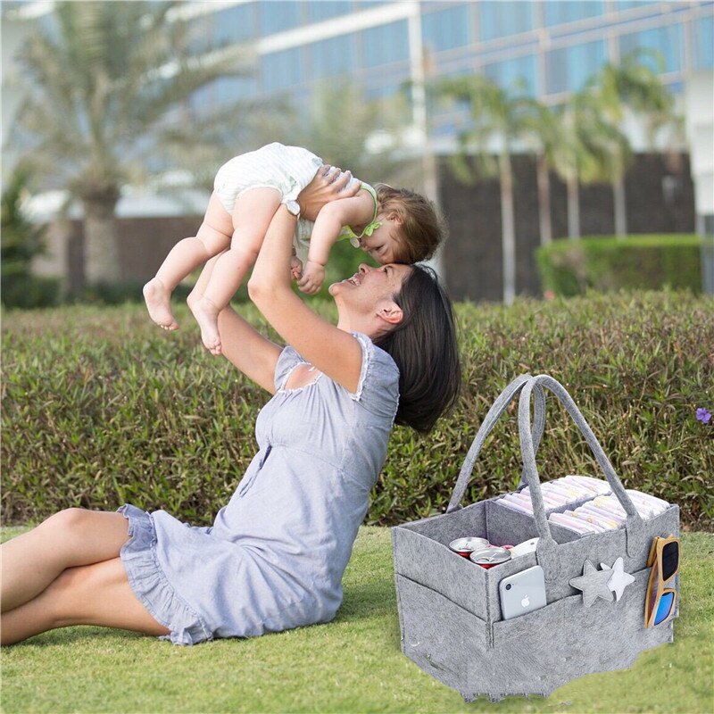 Multifunktionel filt bleetaske baby-pleje kasse våd opbevaringskurv baby ble taske filt opbevaringspose maternel og spædbarn leverer