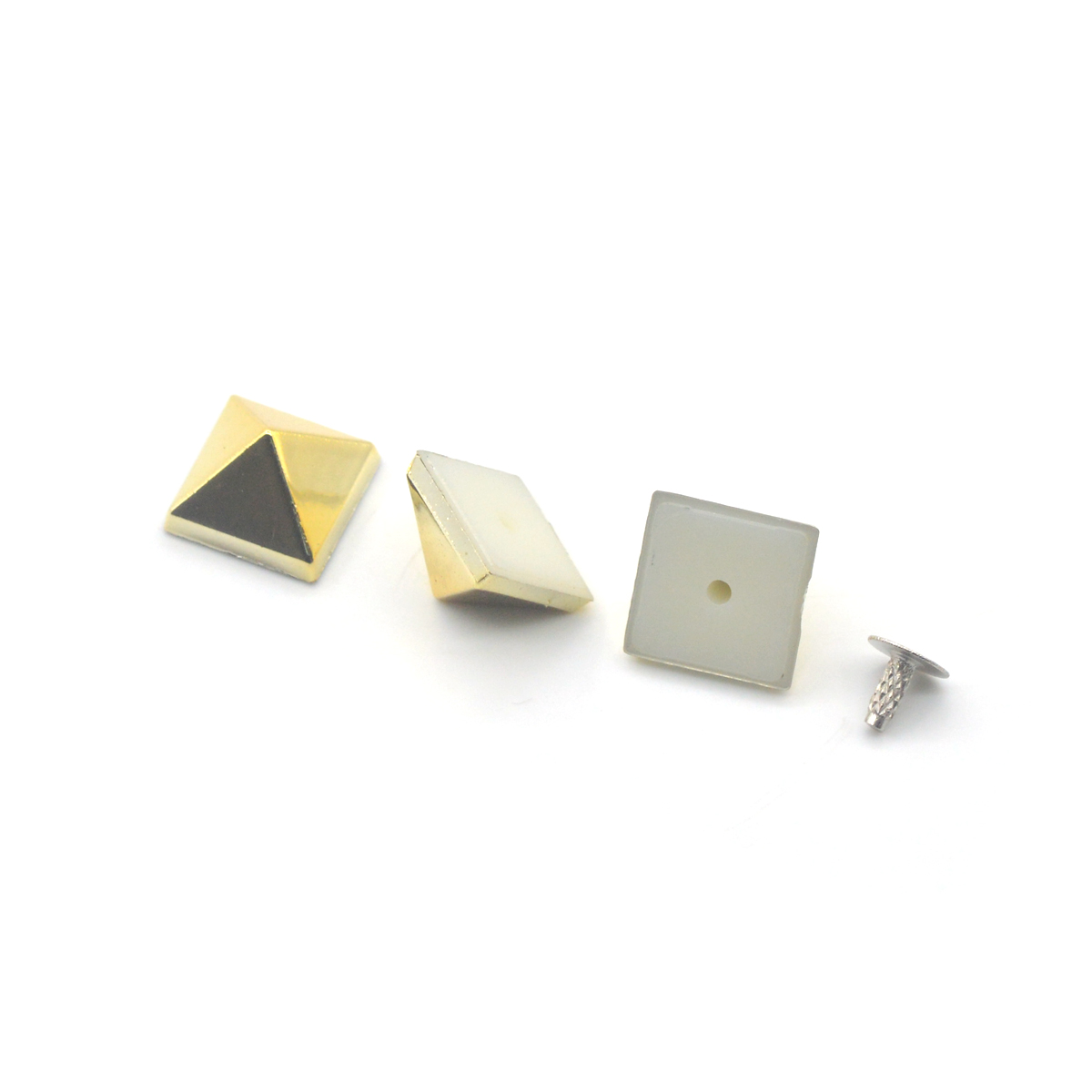 KALASO 50 juegos de 10mm plateado chapado en oro ABS pirámide cuadrado Punk tachuelas remaches picos para zapatos bolsa decoración de ropa artesanía Diy