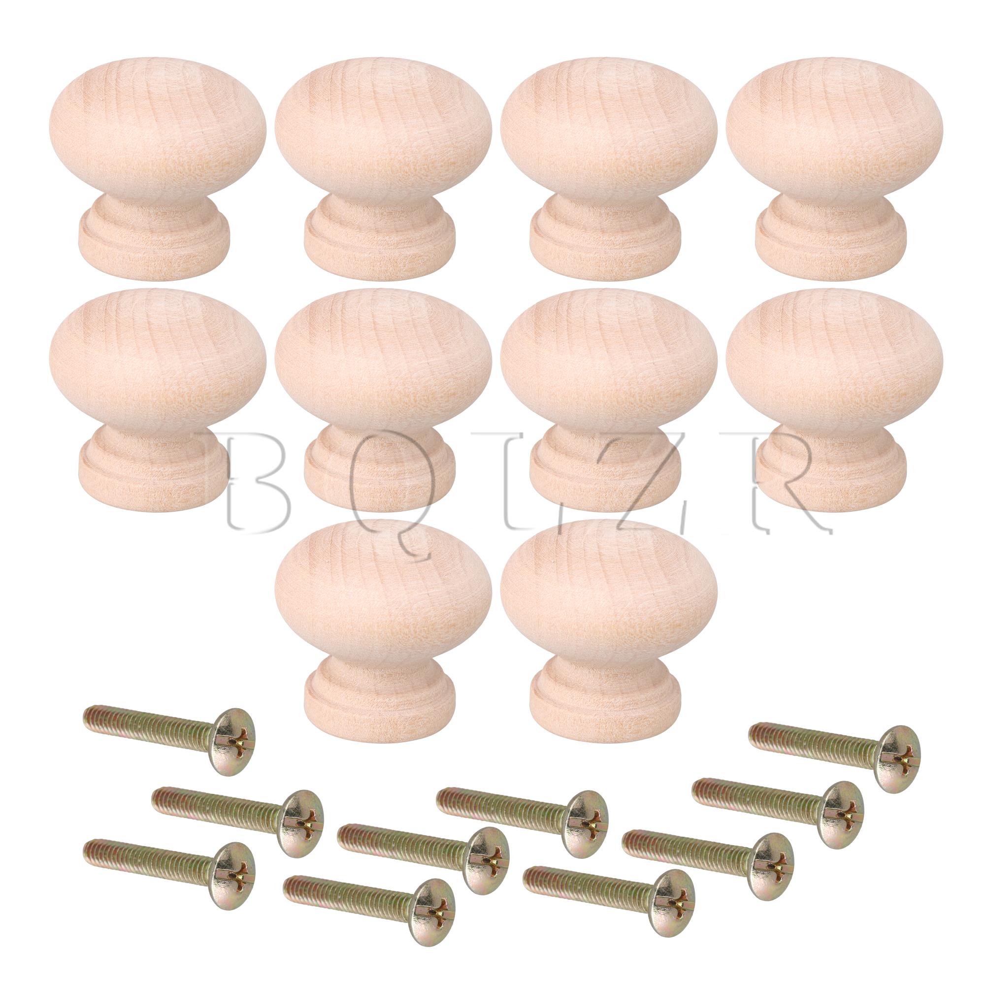 Bqlzr 28Mm Houten Handvat Ronde Kast Lade Knoppen Pulls Handvatten Set Van 10