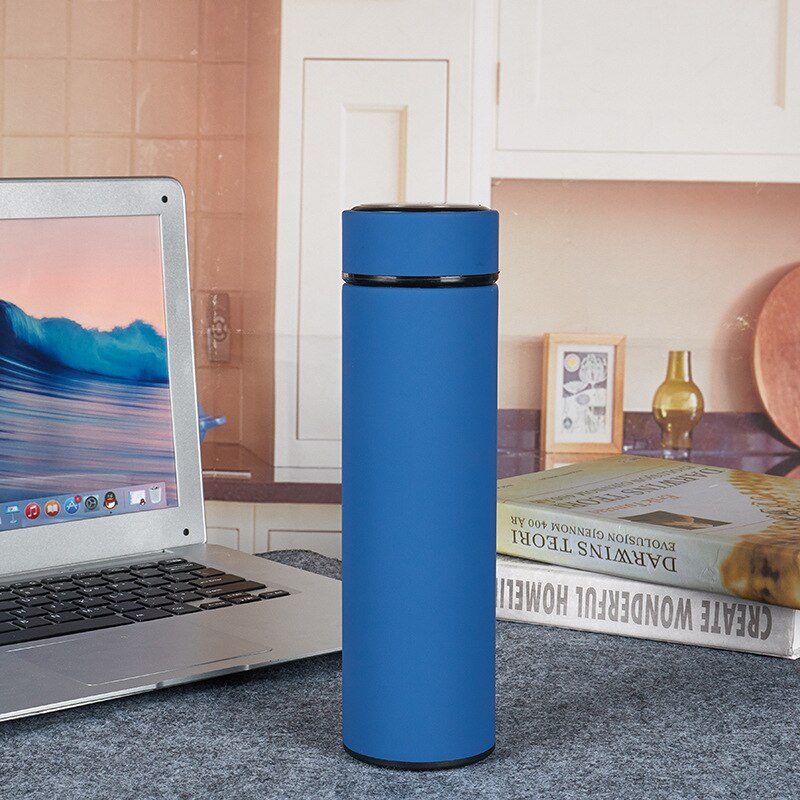 Bouteille thermos d&#39;eau chaude de 500 ml, flacon à thé ou café, sous vide, avec filtre en acier inoxydable 304, style sportif, tasse thermique, pour le bureau: Matte blue