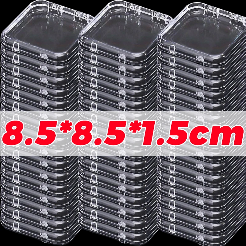 Caja de almacenamiento de joyería transparente, contenedor cuadrado acrílico portátil, pendientes, anillos, pulsera, insignia, estuche de embalaje para uñas, 20/1 Uds.: L / Verde