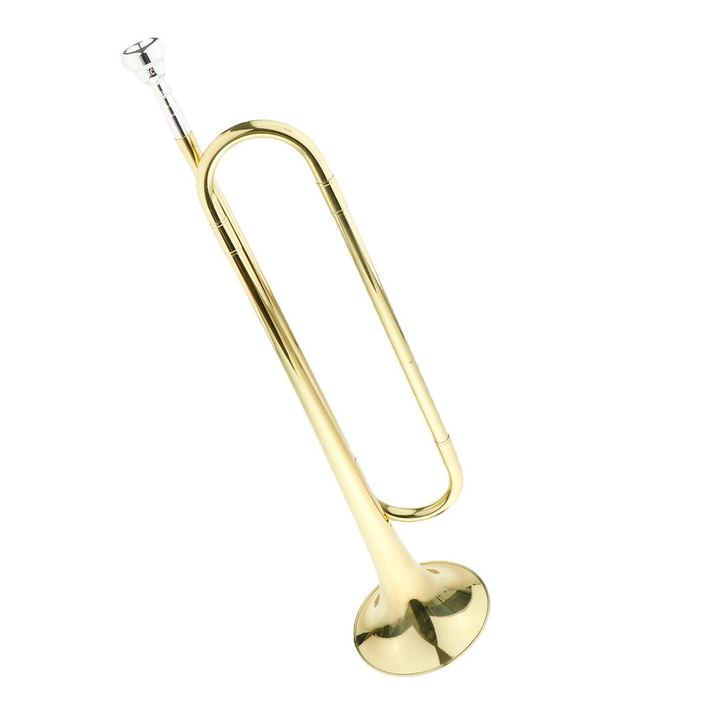 Durable Brass Youth Kids Students Mini Marching Bugle Trumpet Golden, B Key