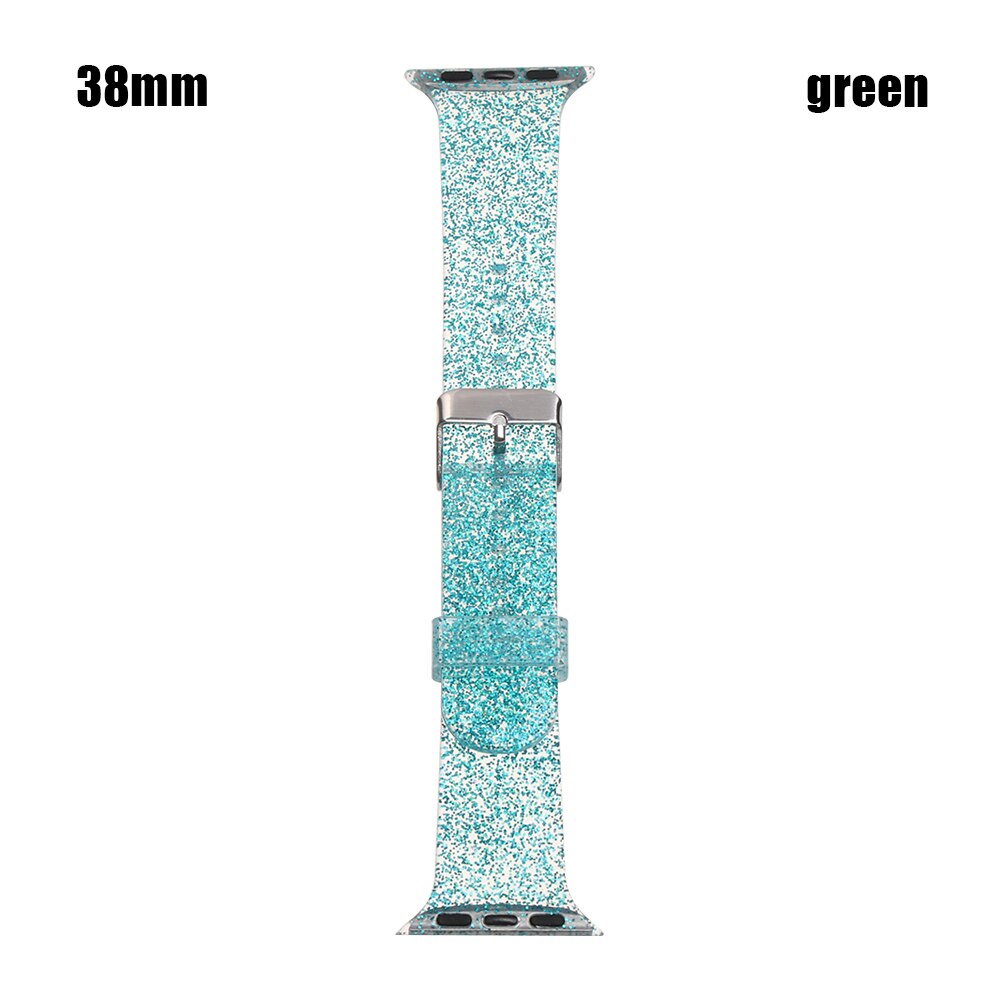 Adjustable Silicone Transparent Glitter Waterproof Band For Apple Watch 38mm 40mm Strap for Apple Watch i-Watch Series 1/2/3/4: 4 / 38(40)mm