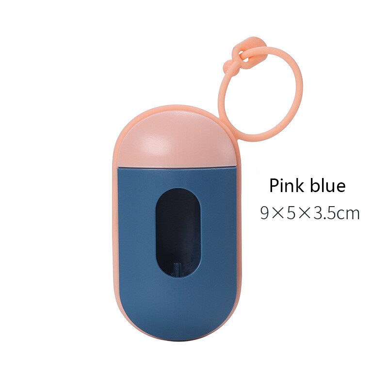 Pill Shape Pet Dog Poop Bag Dispenser Waste Garbage Bags Carrier with 1 Roll Cat Dog Waste Poop Bag for dogs: Pink and blue