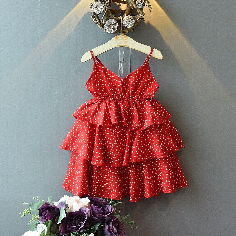 Meisjes Taart Jurk Bretels Mouwloze Chiffon Prinses Jurk Verjaardag Party Strand Jurk Polka Dot Prinses Jurk