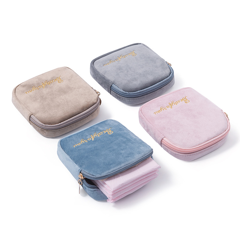 Bolsa de almacenamiento de servilletas sanitarias, almohadilla de lona, bolsa de maquillaje cosmético, monedero, organizador de joyas, estuche para tarjetas de crédito, bolsa de tampones