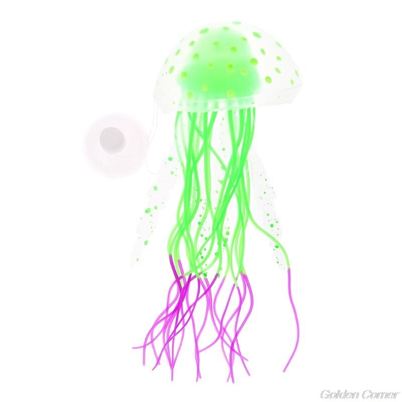 Decoração para aquário, fluorescente, água-viva, tanque de peixes, autêntico, simulação, trompete, decoração d10 20, dropshipping: Verde