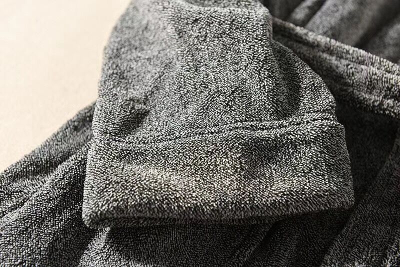 Gray Men's Sleep Robes Plus Size Polar Fleece Sleepcoat For Men Long Sleeve Thick Winter Night-robe