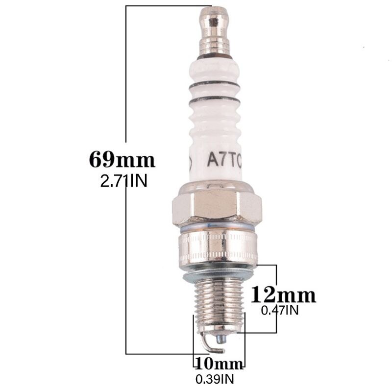 Candela in metallo 2 pezzi A7TC 10mm adatta per Scooter ciclomotore GY6 50cc-150cc