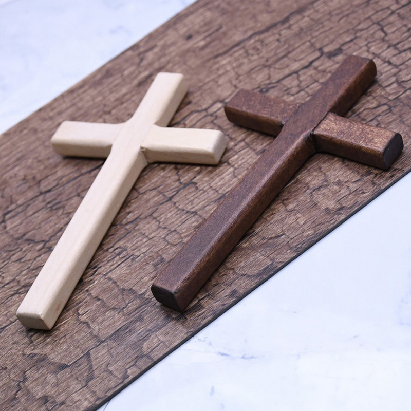 Croix en bois chrétien 12cm (4,7 pouces), grand Crucifix Long, deux couleurs